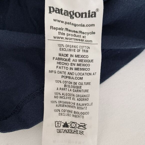 Patagonia T Shirt Youth XXL 16-18 Navy Blue Organic Cotton Short Sleeve Logo Tee - Picture 7 of 7